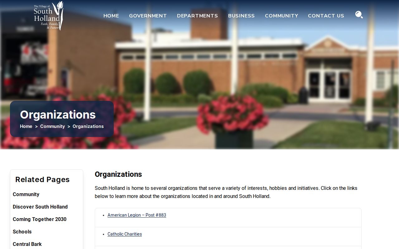 Village of South Holland public civic organizations listing